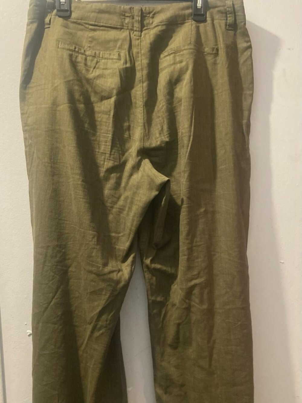 KUT From The Kloth Olive Green Linen Blend Relaxed Straight Leg Pants Size 12 - Picture 4 of 9